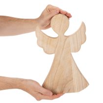 Article Ange décoratif en bois clair naturel, décoration de Noël, 30 cm