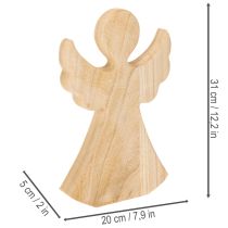 Article Ange décoratif en bois clair naturel, décoration de Noël, 30 cm