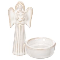 Article Bol décoratif en forme d'ange avec petite figurine et porte-bougie chauffe-plat rond, 10 cm, lot de 3