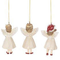 Article Anges décoratifs pour sapin de Noël, style vintage, 10 cm, lot de 3