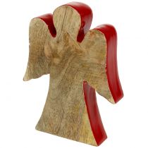 Article Ange décoration figurine bois rouge, nature 15cm