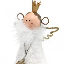 Article Figurine ange décoration de Noël bois métal blanc doré H20,5cm