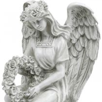 Ange funéraire avec couronne Ange féminin assis H32cm