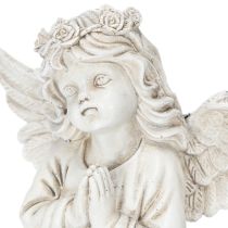 Article Figurine d'ange en prière, décoration funéraire, assise, 13 cm, lot de 2