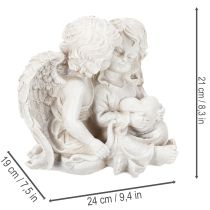 Article Décoration d'anges pour enfants, couple d'anges avec sculpture de cœur, 24 cm