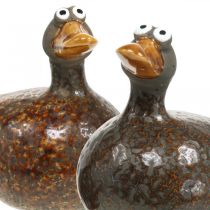 Déco canard figurine en céramique décoration printanière 12,5cm marron 2pcs