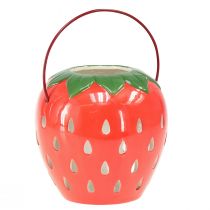 Lanterne fraise lanterne en céramique avec anse H14cm