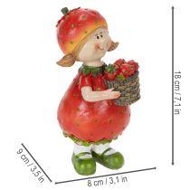 Article Figurine décorative « Fille aux fraises » pour la décoration estivale, adorable statuette pour le salon et le balcon, 18 cm