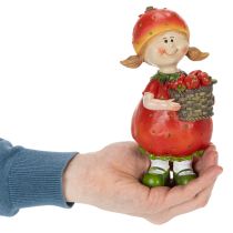 Article Figurine décorative « Fille aux fraises » pour la décoration estivale, adorable statuette pour le salon et le balcon, 18 cm