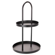 Article Plateau décoratif rond en métal à deux niveaux, 58 cm