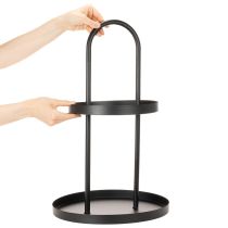 Article Plateau décoratif rond en métal à deux niveaux, 58 cm