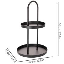 Article Plateau décoratif rond en métal à deux niveaux, 58 cm