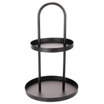 Article Plateau décoratif rond en métal à deux niveaux, 58 cm