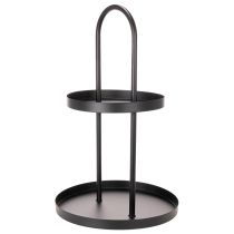 Article Plateau décoratif rond en métal à deux niveaux, 58 cm