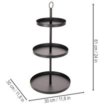 Article Présentoir de service rond en métal à trois niveaux pour la décoration de table à plusieurs étages, 61 cm