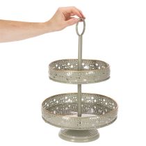 Article Plateau de service décoratif à deux étages avec poignée, motif étoile, 49 cm