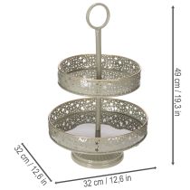 Article Plateau de service décoratif à deux étages avec poignée, motif étoile, 49 cm