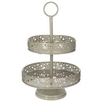 Article Plateau de service décoratif à deux étages avec poignée, motif étoile, 49 cm