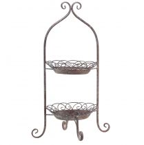 Article Etagere métal 2 niveaux marron blanc Ø25,5cm 63,5cm