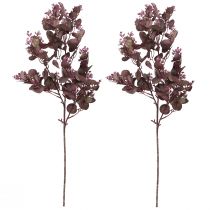 Article Branche artificielle décorative Branche d'eucalyptus bordeaux 66cm 2pcs