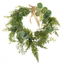 Article Couronne d&#39;eucalyptus décoration d&#39;eucalyptus artificiel vert Ø50cm