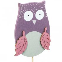 Article Bouchon fleur déco hibou bois violet, marron 8cm 12pcs