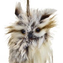 Décoration hibou figurines de hibou petites, décoration animaux de la forêt 11cm blanc-marron 2pcs