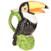 Article Vase décoratif exotique en céramique représentant un toucan coloré 20 × 10 × 24 cm