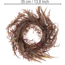 Article Couronne artificielle avec branches de fougère, décoration d'automne, 35 cm
