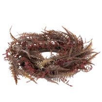 Article Couronne artificielle avec branches de fougère, décoration d'automne, 35 cm