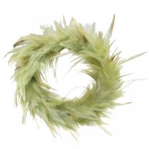 Article Couronne de plumes déco verte Ø16cm véritable couronne de plumes décoration printanière