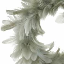 Article Couronne de plumes déco Pâques grise Ø16.5cm vraies plumes
