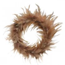 Article Couronne de plumes rose, rouge-marron Ø16cm Décoration printanière en plumes véritables