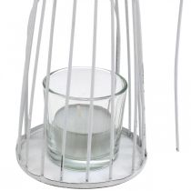 Décoration printanière, fée des fleurs en lanterne, décoration de table en métal, lutin avec fleur blanche H32,5cm