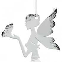 Article Pendentif Elfe Décoration Métal Blanc Ø6cm H9cm 4 Pcs