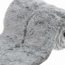 Chemin de table fausse fourrure gris, fourrure décorative pour table 15×200cm