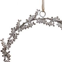 Article Décoration de fenêtre, couronne de porte, couronne de fleurs style shabby chic, métal, blanc, Ø16,5 cm