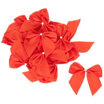 Article Nœud décoratif rouge, pré-noué pour le bricolage et l'emballage, 11 cm, 25 pièces