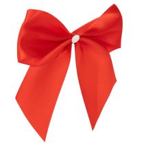 Article Nœud décoratif rouge, pré-noué pour le bricolage et l'emballage, 11 cm, 25 pièces