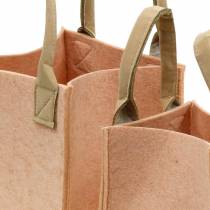 Jardinière en feutre sac en feutre rose avec poignées décoration feutre lot de 2