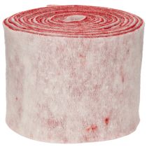 Article Ruban en feutrine, 100 % laine, bicolore, pour dessous de plat, ruban en feutrine blanc/rouge, 15 cm x 5 m