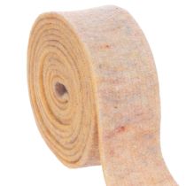 Article Ruban de feutrine bicolore en pure laine, orange/multicolore, 7,5 cm de large, 5 m de long.