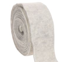 Article Ruban en feutrine bicolore, blanc/gris, 100 % laine, 7,5 cm de large, 5 m de long