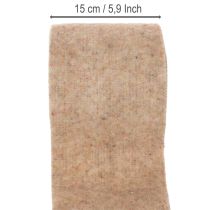 Article Ruban en feutrine de laine bicolore, vendu au mètre pour projets créatifs, marron/blanc, 15 cm x 5 m