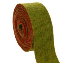 Article Ruban en feutrine bicolore pour dessous de plat, 100 % laine, rouge/vert, 7,5 cm de large, 5 m de long