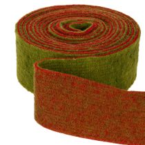 Article Ruban en feutrine bicolore pour dessous de plat, 100 % laine, rouge/vert, 7,5 cm de large, 5 m de long