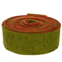 Article Ruban en feutrine bicolore pour dessous de plat, 100 % laine, rouge/vert, 7,5 cm de large, 5 m de long
