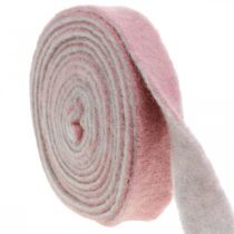 Charnière pot, ruban adhésif déco en feutre de laine vieux rose / gris L4,5cm L5m