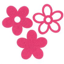 Lot déco de fleurs en feutrine à parsemer fuchsia Ø 4 cm 72 p.