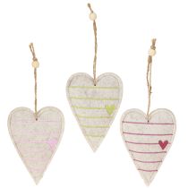 Article Pendentifs en forme de cœur en feutre dans un ensemble – Cœurs décoratifs romantiques avec broderie 12 cm 6 pièces